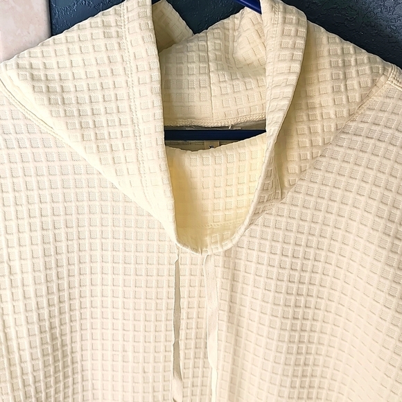 NWT Max Studio Funnel Neck Waffle Knit Drawstring Pullover IVORY X-Large - Picture 3 of 12